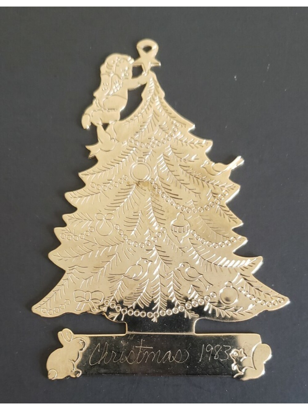 Vintage Brass Christmas Ornament Lillian Vernon 1983 Lillikins Tree Engraved